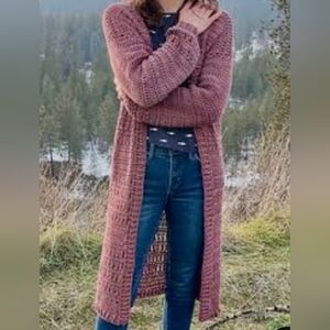 Moral Fiber Sz XL Crochet Coastal Cozy Duster Long Knit Cardigan Sweater